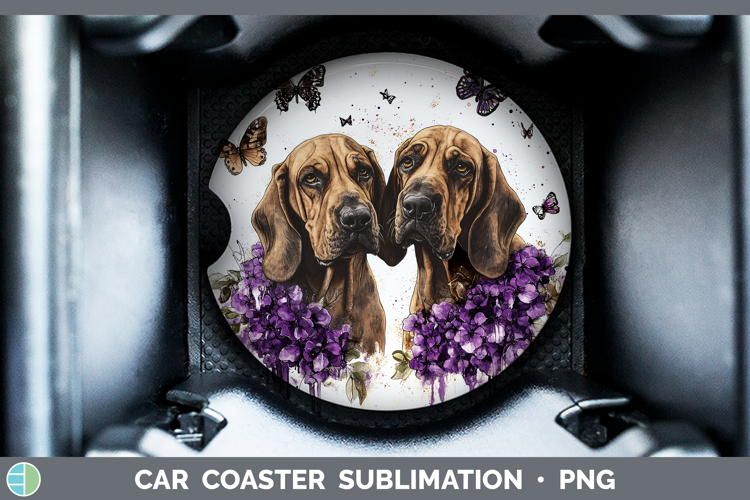 Dogs 02 Purple Drips Bloodhound Car Coaster Sublimation Des