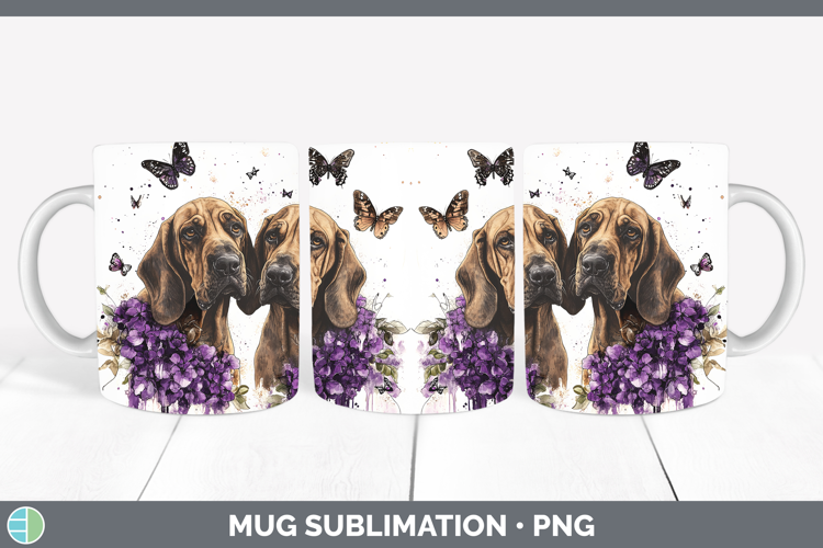 Dogs 02 Purple Drips Bloodhound Mug Wrap Sublimation Coffee