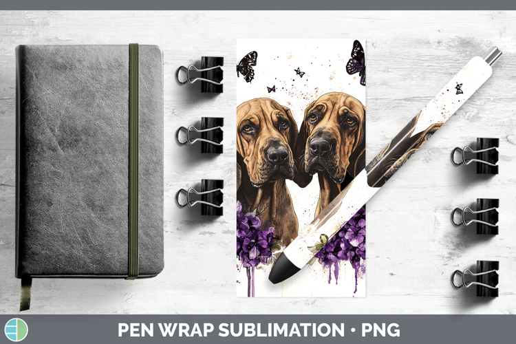 Dogs 02 Purple Drips Bloodhound Pen Wrap Sublimation Pen Des