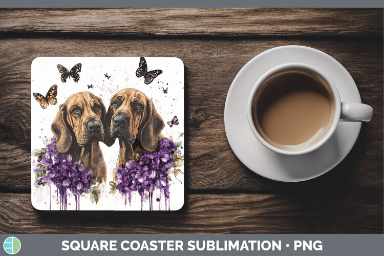 GorgeousDogs 02 Purple Drips Square Coaster design.
