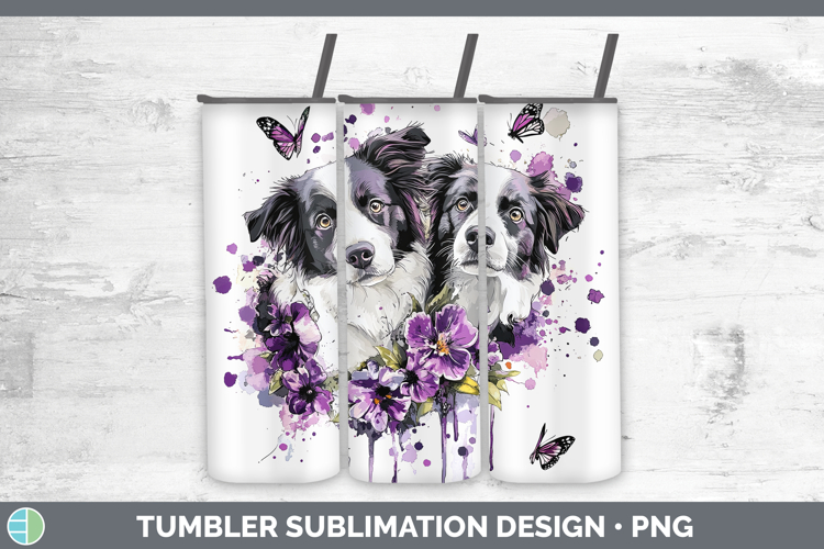 Dogs 02 Purple Drips Border Collie Tumbler Sublimation 20 oz