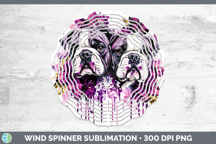 Dogs 02 Purple Drips Bulldog Wind Spinner Sublimation Spinne