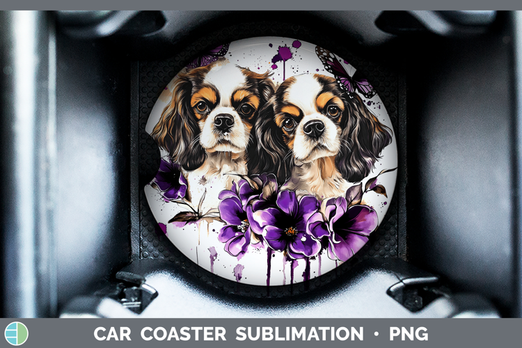 Dogs 02 Purple Drips Cavalier King Charles Spaniel Car Coast