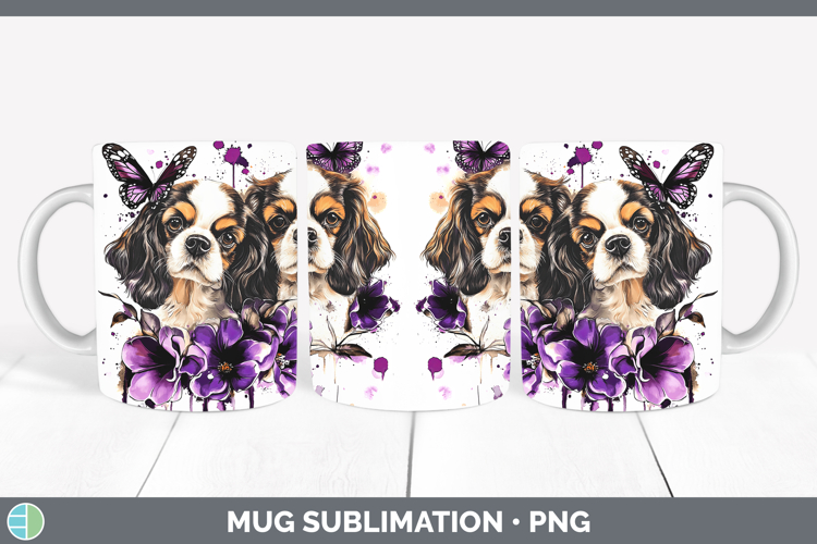 Dogs 02 Purple Drips Cavalier King Charles Spaniel Mug Wrap