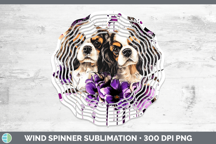 Dogs 02 Purple Drips Cavalier King Charles Spaniel Wind Spin