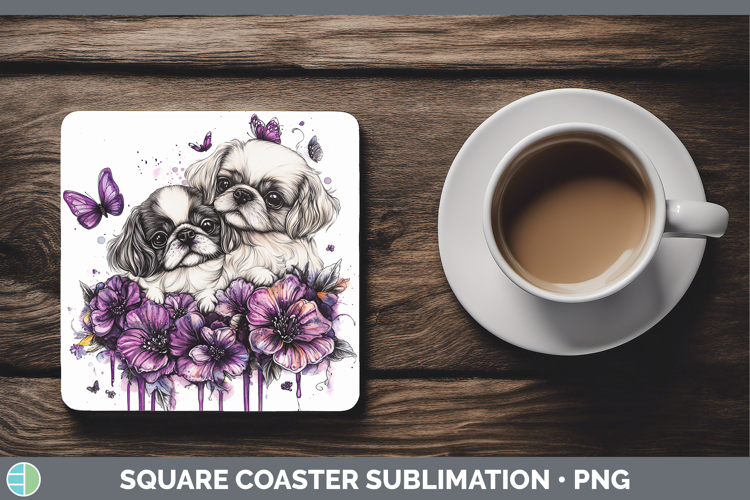 GorgeousDogs 02 Purple Drips Square Coaster design.
