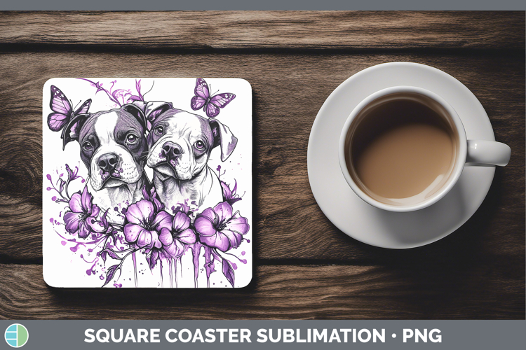 GorgeousDogs 02 Purple Drips Square Coaster design.