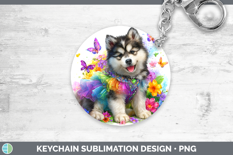 Dogs 02 Rainbow Summer Alaskan Malamute Keychain Sublimation