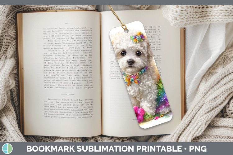 Dogs 02 Rainbow Summer Bichon Frise Bookmark Sublimation Pri