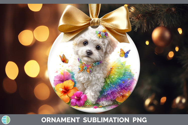 Dogs 02 Rainbow Summer Bichon Frise Ornament Sublimation Bau