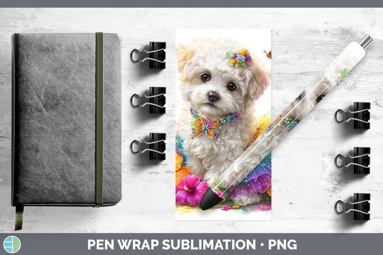Dogs 02 Rainbow Summer Bichon Frise Pen Wrap Sublimation Pen
