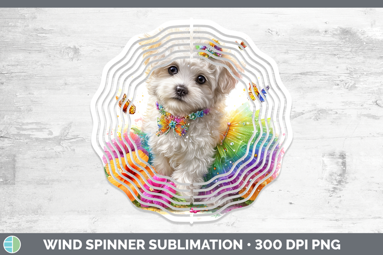 Dogs 02 Rainbow Summer Bichon Frise Wind Spinner Sublimation