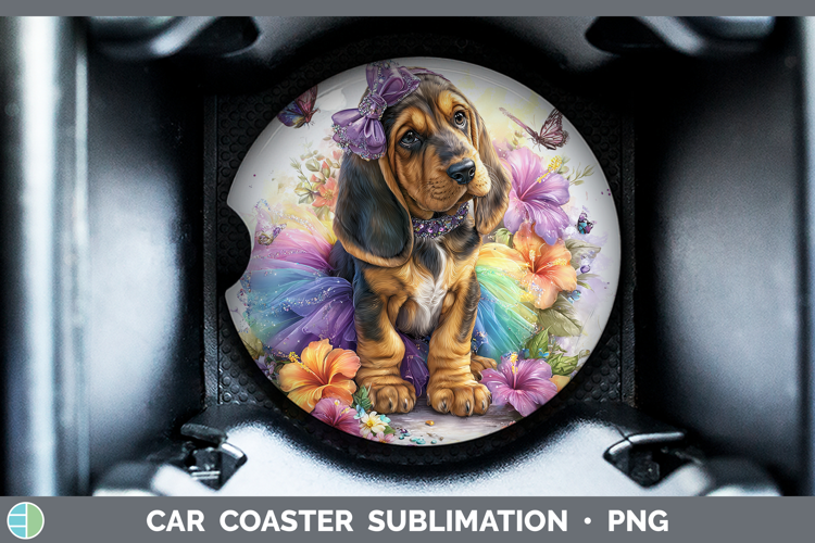 Dogs 02 Rainbow Summer Bloodhound Car Coaster Sublimation D