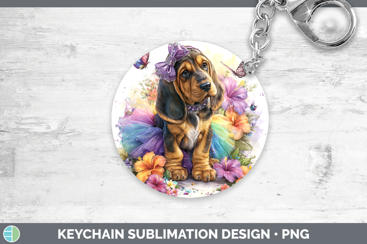 Dogs 02 Rainbow Summer Bloodhound Keychain Sublimation Keyri