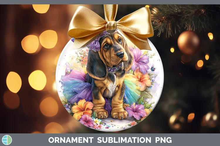 Dogs 02 Rainbow Summer Bloodhound Ornament Sublimation Baubl