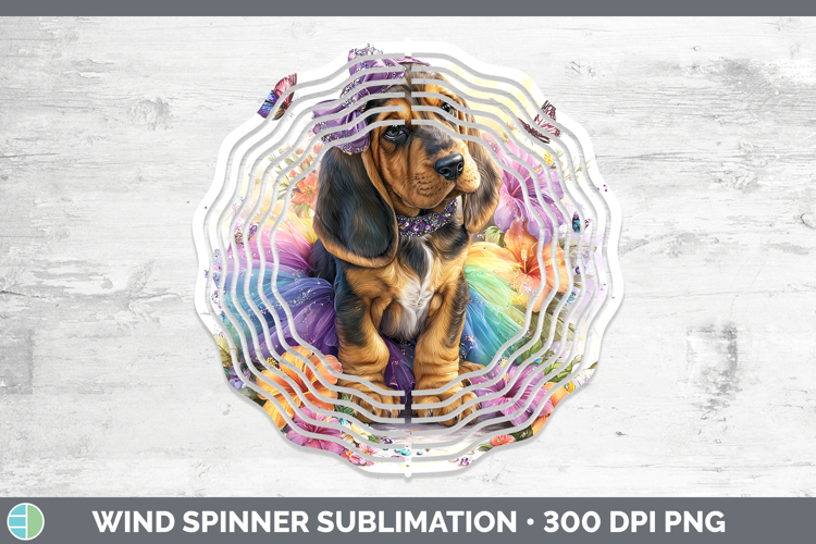 Dogs 02 Rainbow Summer Bloodhound Wind Spinner Sublimation S
