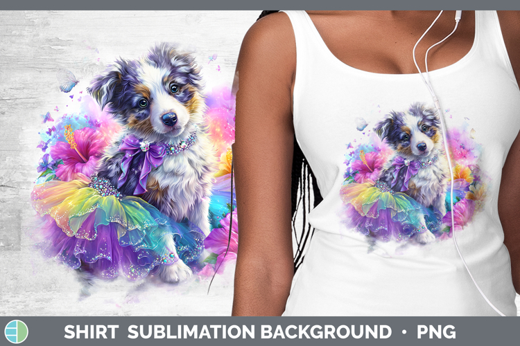 Dogs 02 Rainbow Summer Border Collie Shirt Sublimation Backg