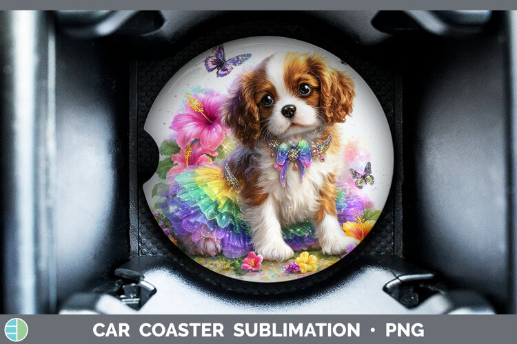 GorgeousDogs 02 Rainbow Summer Car Coaster design.