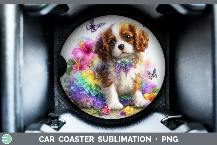 Dogs 02 Rainbow Summer Cavalier King Charles Spaniel Car Coa