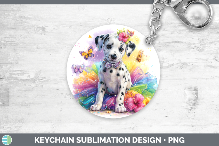 Dogs 02 Rainbow Summer Dalmatian Keychain Sublimation Keyrin