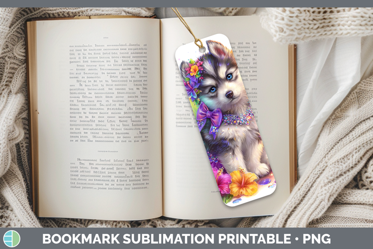 Dogs 02 Rainbow Summer Husky Bookmark Sublimation Printable