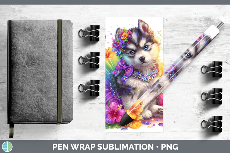 Dogs 02 Rainbow Summer Husky Pen Wrap Sublimation Pen Design
