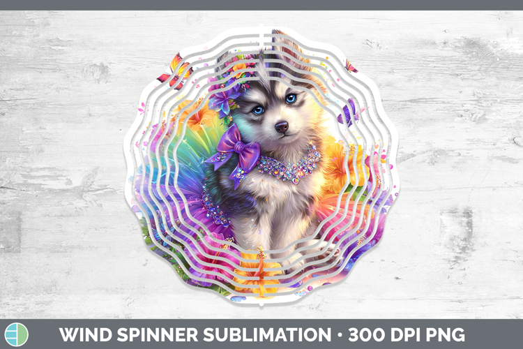 Dogs 02 Rainbow Summer Husky Wind Spinner Sublimation Spinne