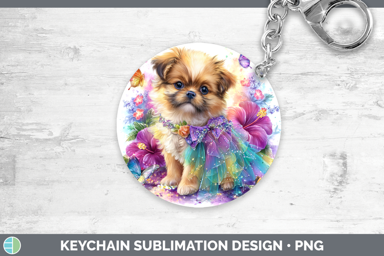 Dogs 02 Rainbow Summer Pekingese Keychain Sublimation Keyrin