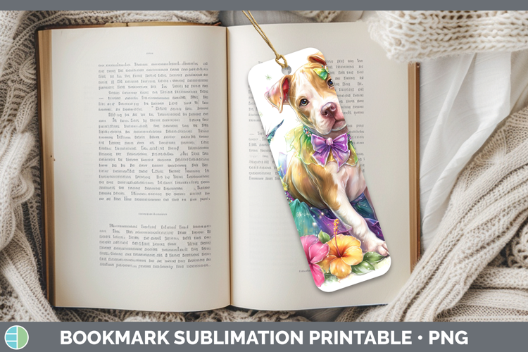 Dogs 02 Rainbow Summer Pit Bull Bookmark Sublimation Printab