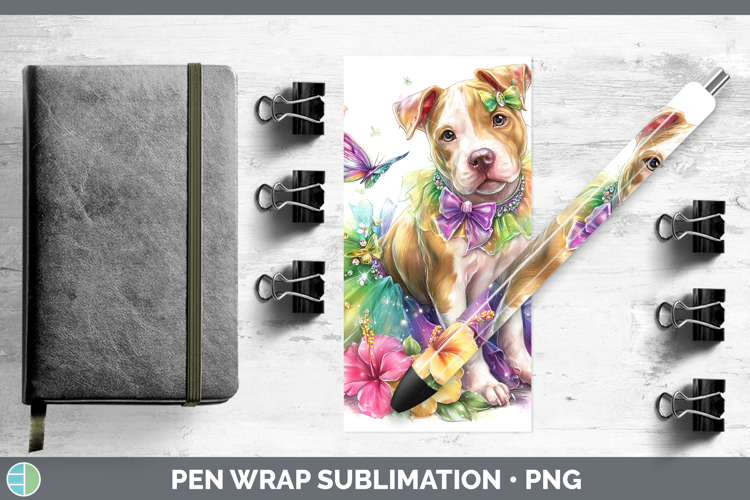 Dogs 02 Rainbow Summer Pit Bull Pen Wrap Sublimation Pen Des