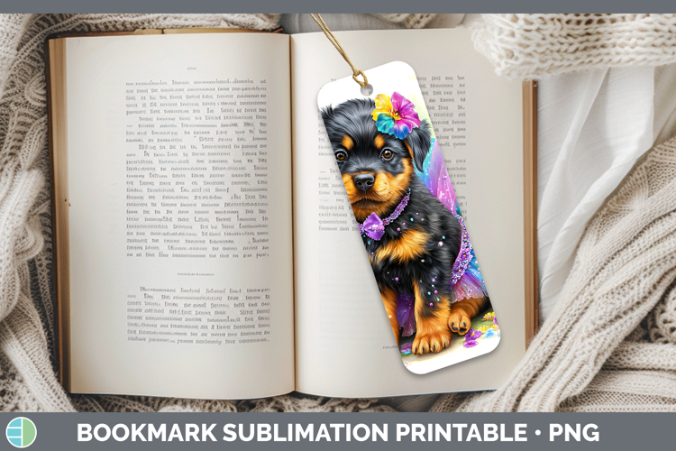 Dogs 02 Rainbow Summer Rottweiler Bookmark Sublimation Print
