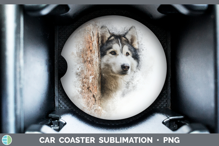Alaskan Malamute Dogs 02 Tree Peek Car Coaster Sublimation D