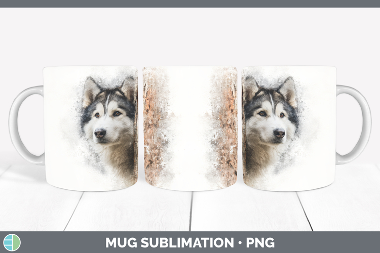 Alaskan Malamute Dogs 02 Tree Peek Mug Wrap Sublimation Desi