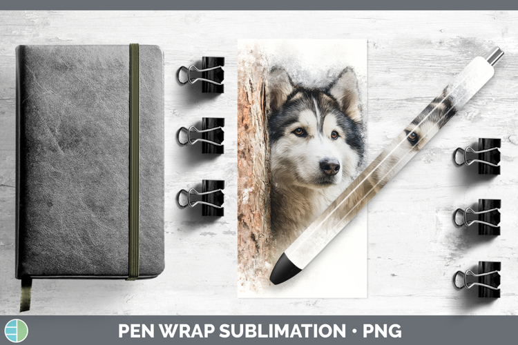 Alaskan Malamute Dogs 02 Tree Peek Pen Wrap Sublimation Desi
