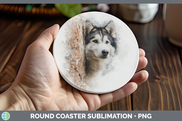 Alaskan Malamute Dogs 02 Tree Peek Round Coaster Sublimation
