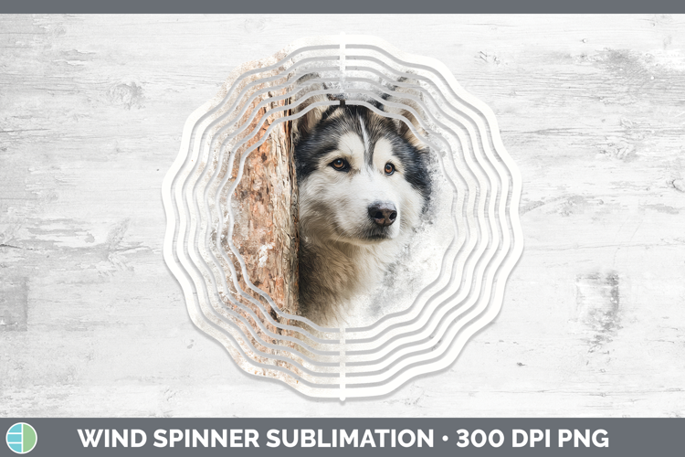 Alaskan Malamute Dogs 02 Tree Peek Wind Spinner Sublimation