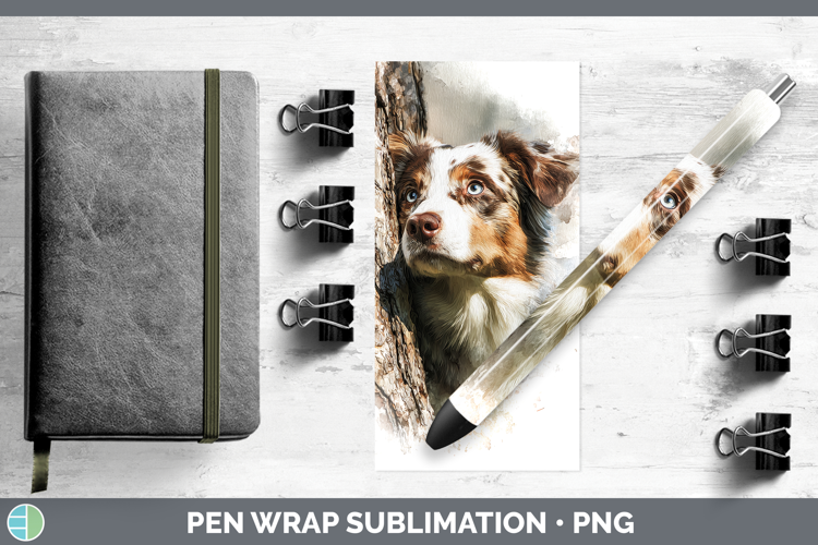 Australian Shepherd Dogs 02 Tree Peek Pen Wrap Sublimation D