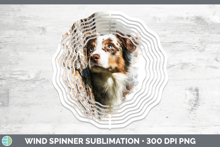 Australian Shepherd Dogs 02 Tree Peek Wind Spinner Sublimati