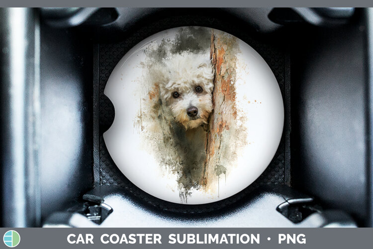 GorgeousDogs 02 Tree Peek Car Coaster design.
