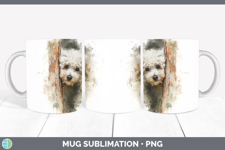 Bichon Frise Dogs 02 Tree Peek Mug Wrap Sublimation Design