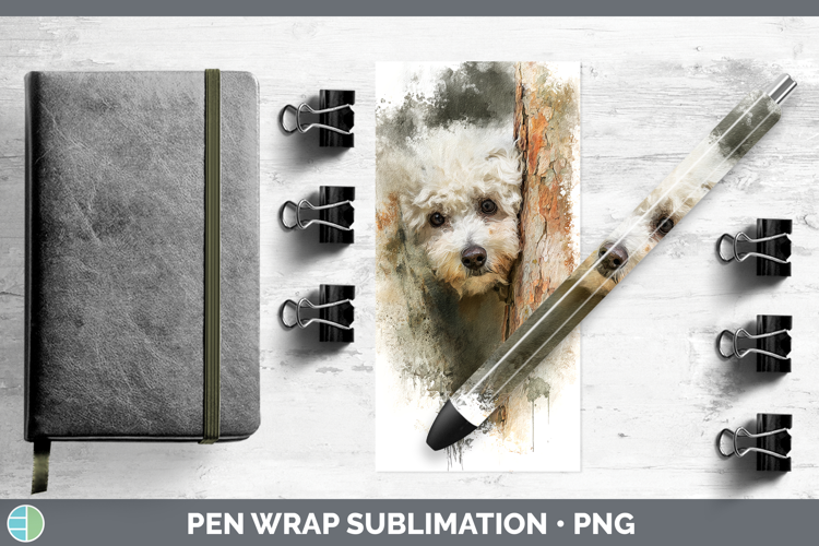 Bichon Frise Dogs 02 Tree Peek Pen Wrap Sublimation Design