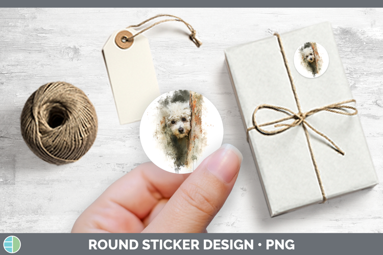 Bichon Frise Dogs 02 Tree Peek Stickers Design