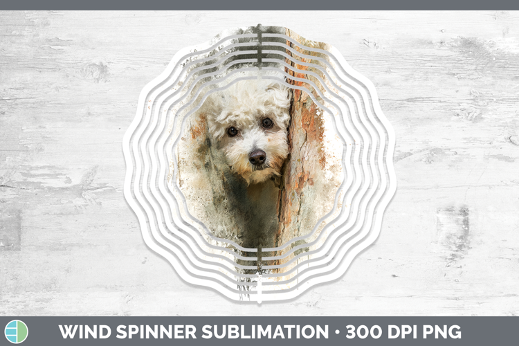 Bichon Frise Dogs 02 Tree Peek Wind Spinner Sublimation Desi