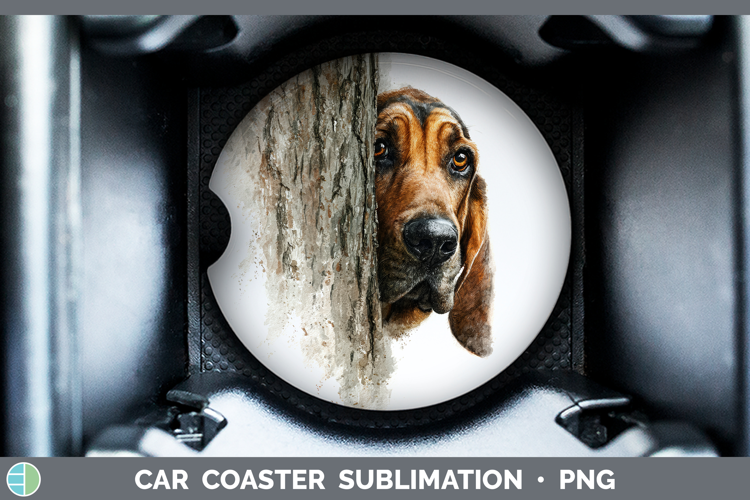 Bloodhound Dogs 02 Tree Peek Car Coaster Sublimation Design
