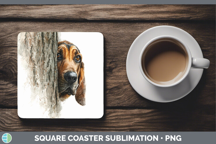 GorgeousDogs 02 Tree Peek Square Coaster design.