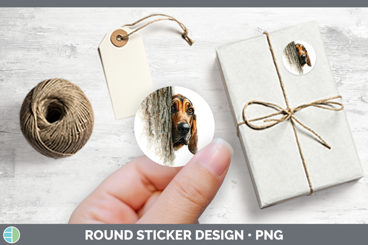 Bloodhound Dogs 02 Tree Peek Stickers Design