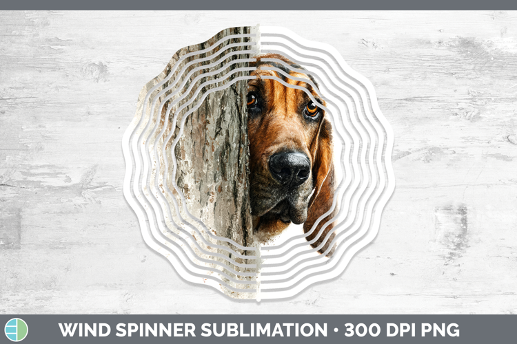 Bloodhound Dogs 02 Tree Peek Wind Spinner Sublimation Design