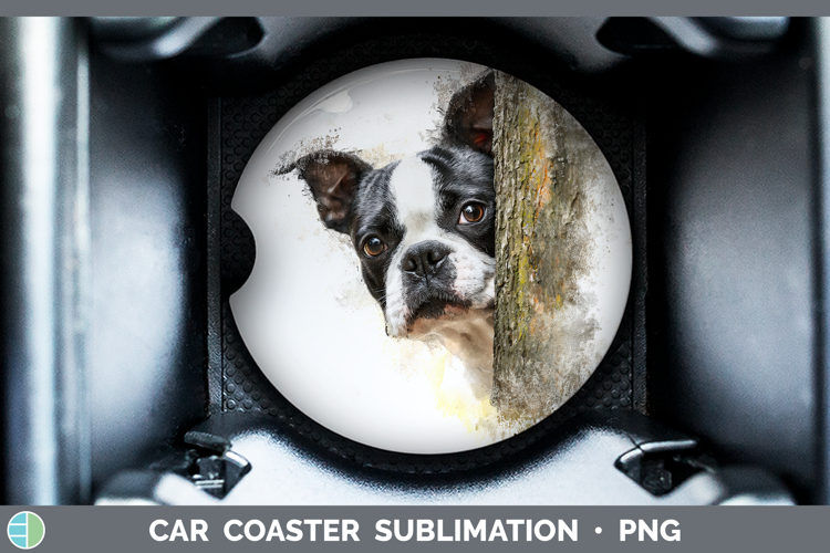 GorgeousDogs 02 Tree Peek Car Coaster design.