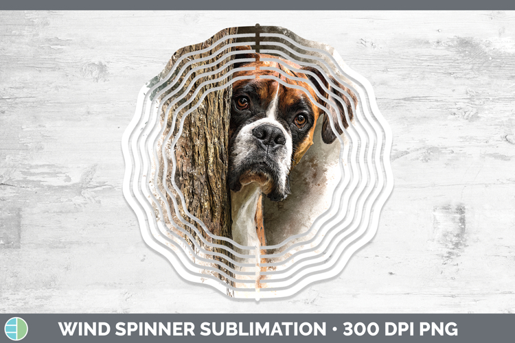 Boxer Dogs 02 Tree Peek Wind Spinner Sublimation Design