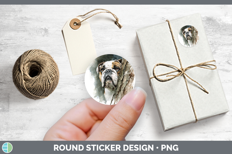 Bulldog Dogs 02 Tree Peek Stickers Design